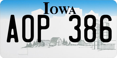 IA license plate AOP386