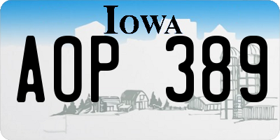 IA license plate AOP389