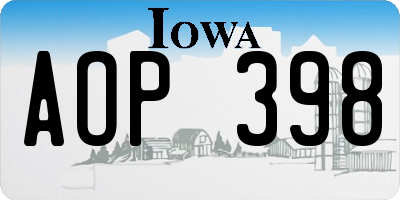 IA license plate AOP398