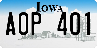 IA license plate AOP401