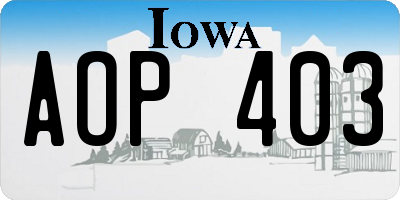 IA license plate AOP403