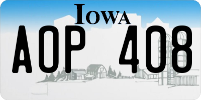 IA license plate AOP408