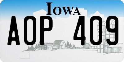 IA license plate AOP409