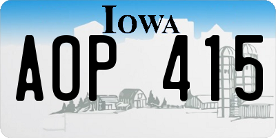 IA license plate AOP415