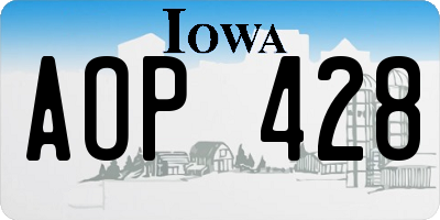 IA license plate AOP428