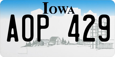 IA license plate AOP429