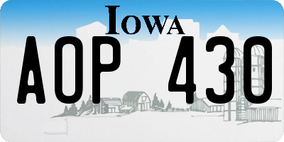 IA license plate AOP430