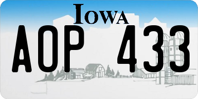 IA license plate AOP433