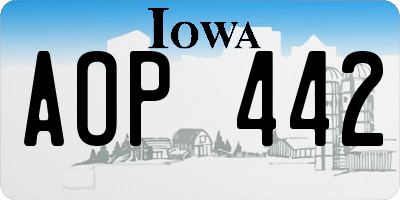 IA license plate AOP442