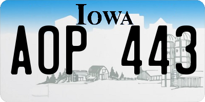IA license plate AOP443