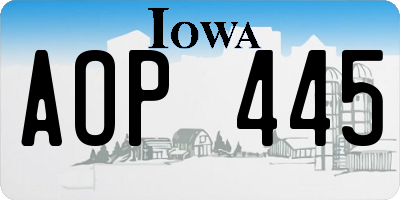 IA license plate AOP445