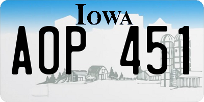 IA license plate AOP451