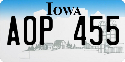 IA license plate AOP455