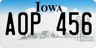 IA license plate AOP456