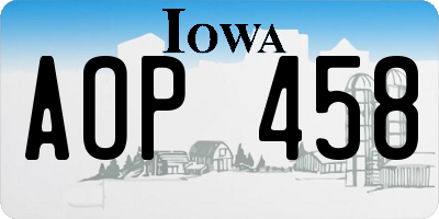 IA license plate AOP458