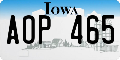 IA license plate AOP465