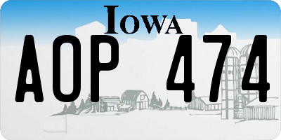 IA license plate AOP474