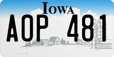 IA license plate AOP481