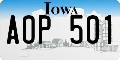 IA license plate AOP501