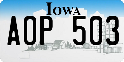 IA license plate AOP503