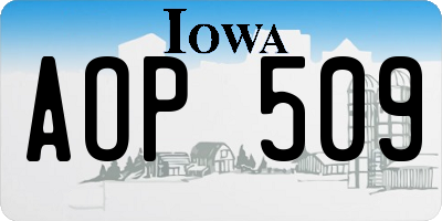 IA license plate AOP509