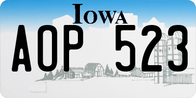 IA license plate AOP523