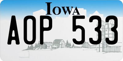 IA license plate AOP533