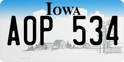 IA license plate AOP534