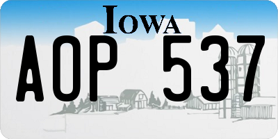 IA license plate AOP537