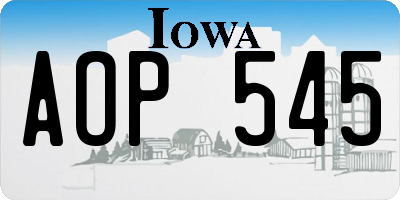 IA license plate AOP545