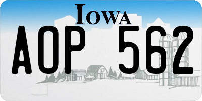 IA license plate AOP562