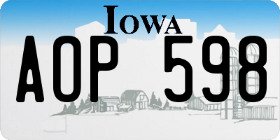 IA license plate AOP598