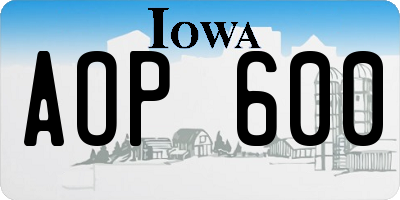 IA license plate AOP600