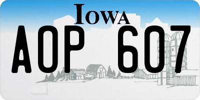 IA license plate AOP607