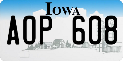 IA license plate AOP608