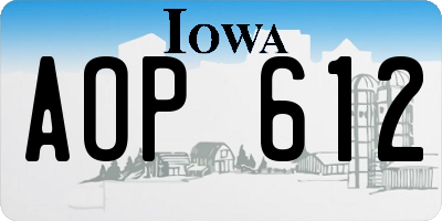 IA license plate AOP612