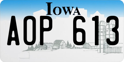 IA license plate AOP613