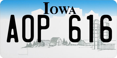 IA license plate AOP616