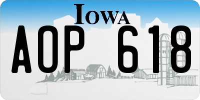 IA license plate AOP618