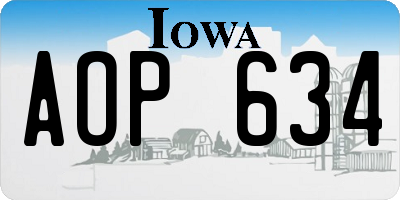IA license plate AOP634