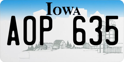 IA license plate AOP635