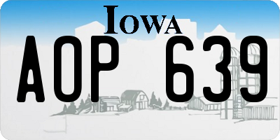 IA license plate AOP639