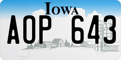 IA license plate AOP643