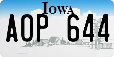 IA license plate AOP644