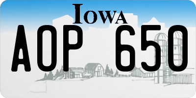 IA license plate AOP650