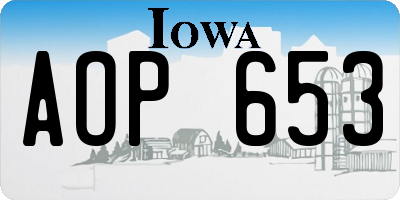 IA license plate AOP653