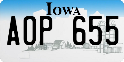 IA license plate AOP655