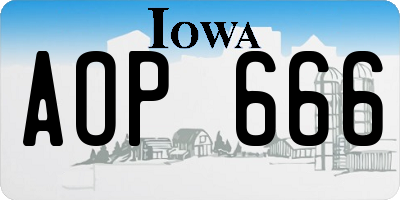 IA license plate AOP666