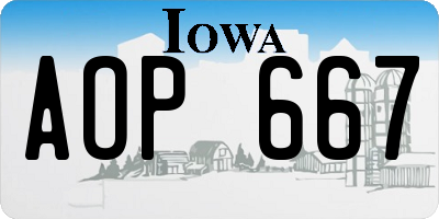 IA license plate AOP667