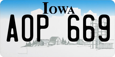 IA license plate AOP669